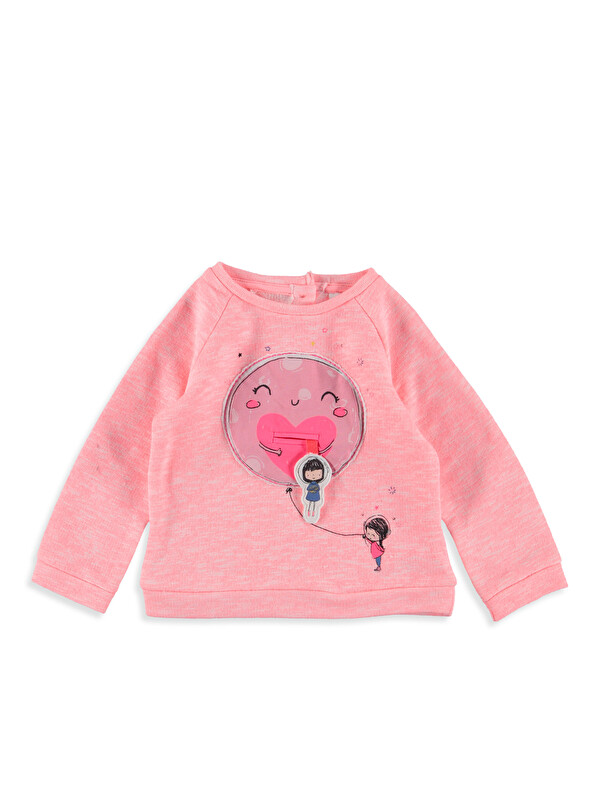 LCW baby Crew Neck Printed Baby Girls' Sweatshirt