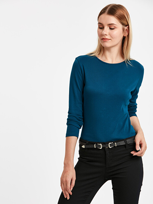 LCWAIKIKI Basic T-shirt Pétrole Femme