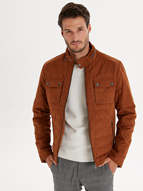 LCW Vision Manteau Bouffant Homme Svelte Col Montant Aspect Daim