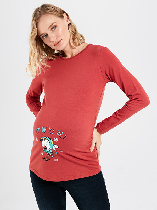 LCWAIKIKI Maternity Crew Neck Long Sleeve Maternity T-Shirt