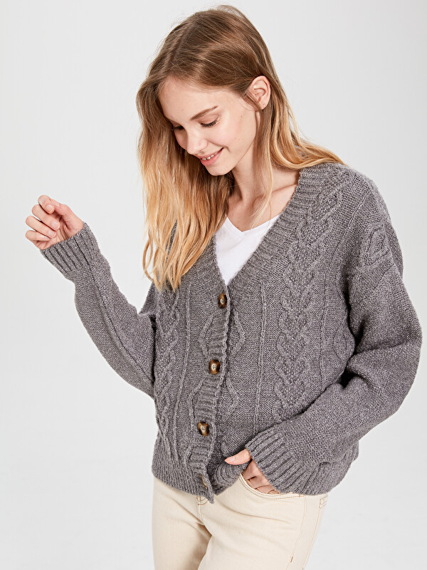 LCW Vision V-Neck Long Sleeve Women's Cardigan