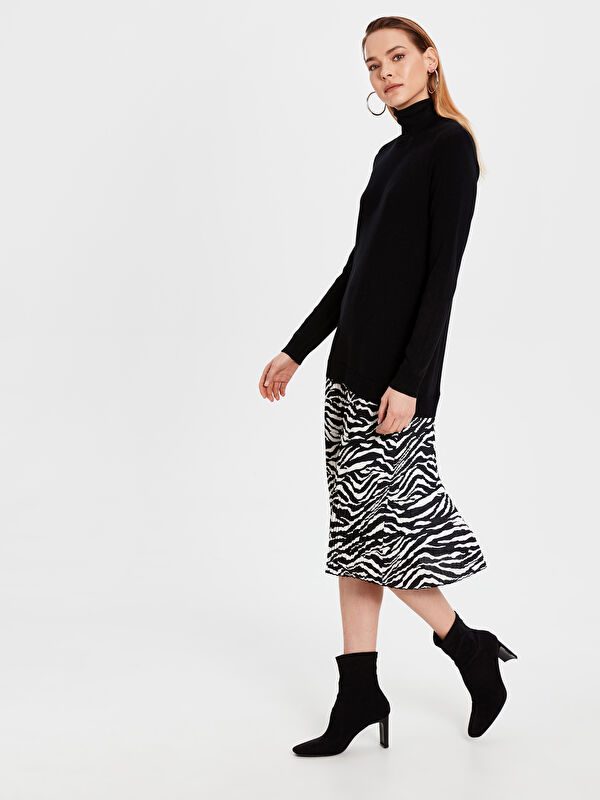 LCW Vision Turtleneck Printed Women's Knitwear Dress