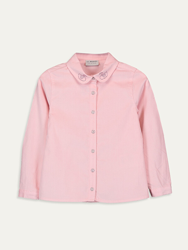 LCW Kids Embroidered Girls Velvet Shirt