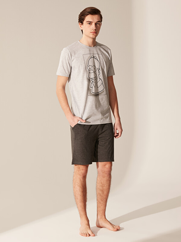LC WAIKIKI Man Grey Shortie Pyjama Set