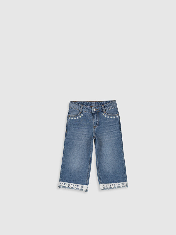 LCW Kids Embroidery Detailed Girl Jean Trousers