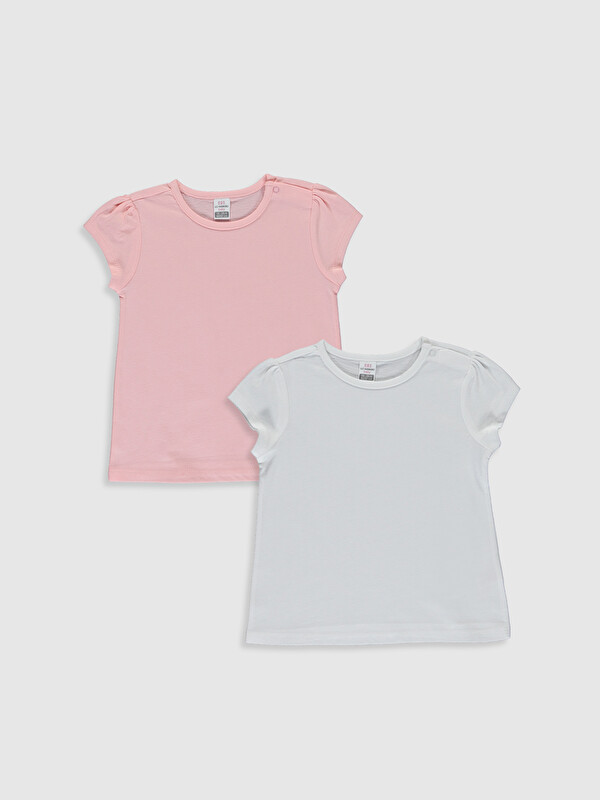 LCW baby Crew Neck Short Sleeve Basic Baby Girl T-Shirt 2 Pieces
