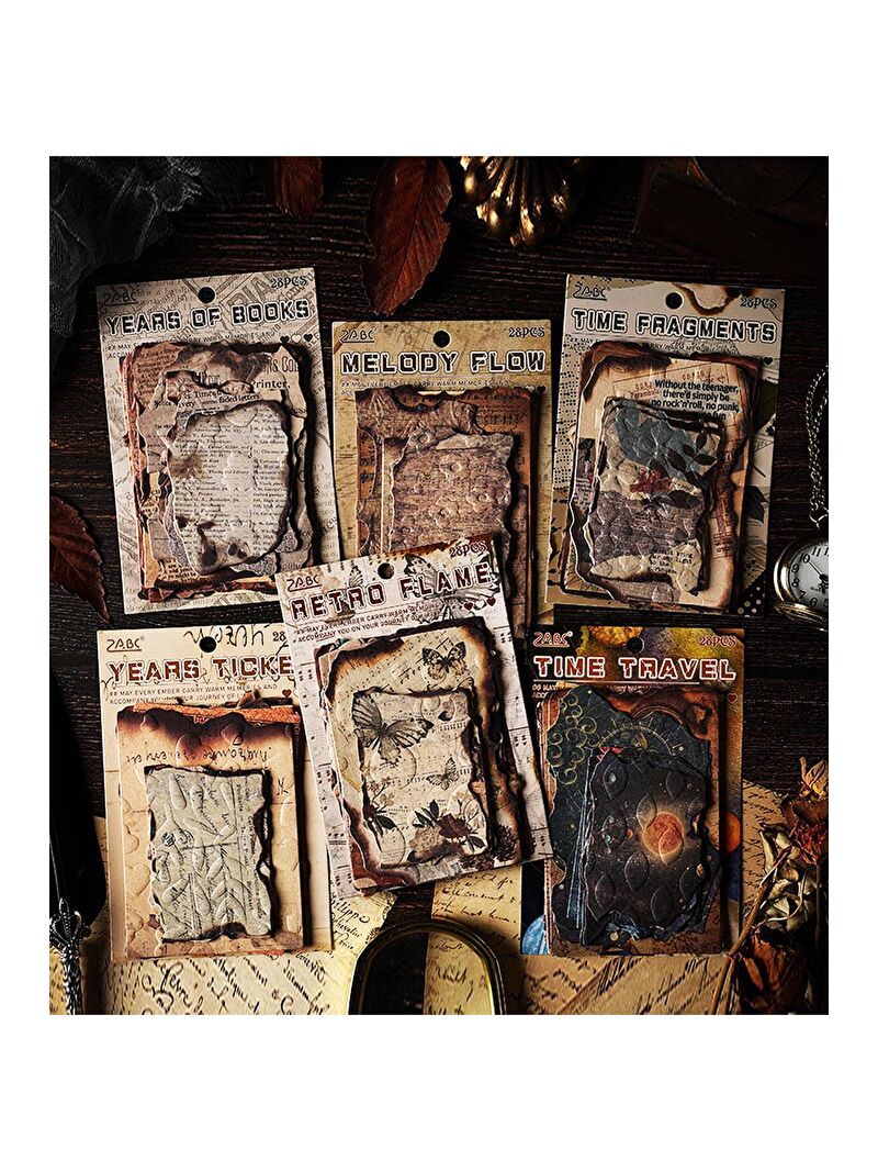 Bam Hediyelik Eşya Vintage Tarzı Retro Scrapbook Kağıt Seti (28