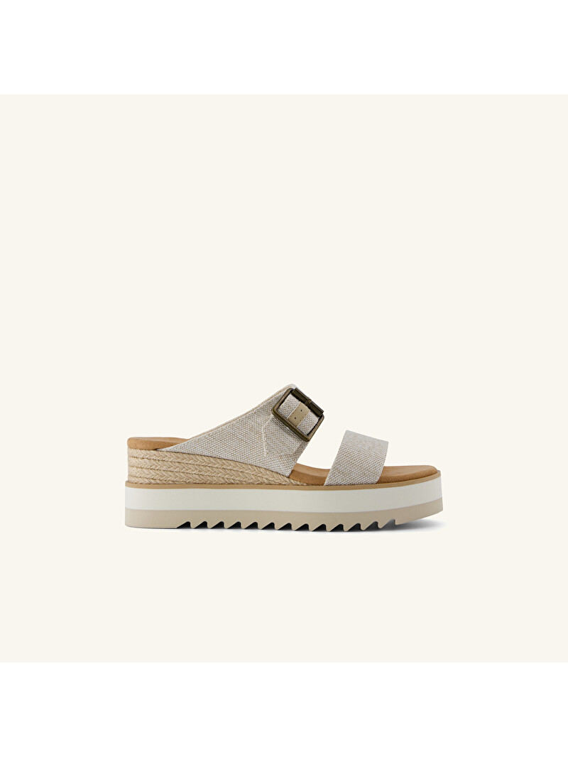 Toms Ekru Kadın Terlik 10022538 Diana Mule Buckle Wedge Sandal