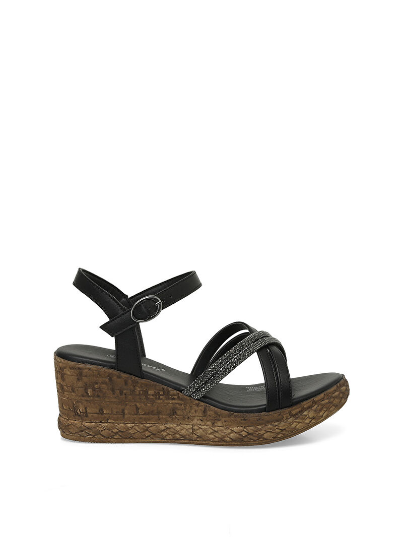 Polaris 323155.Z 5FX Siyah Kadın Dolgu Topuk Sandalet - S000429632