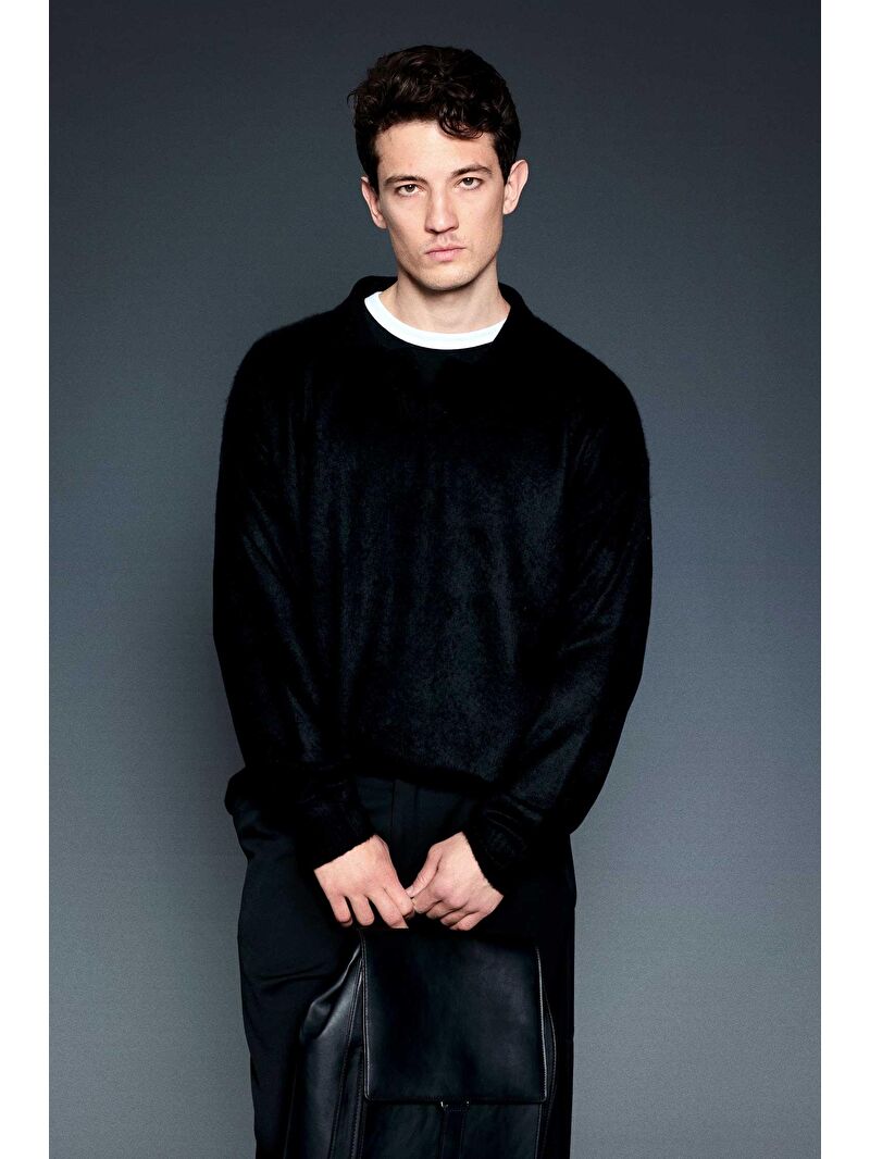 Abluka Online Erkek Oversize Yumuşak Dokulu Kazak Siyah