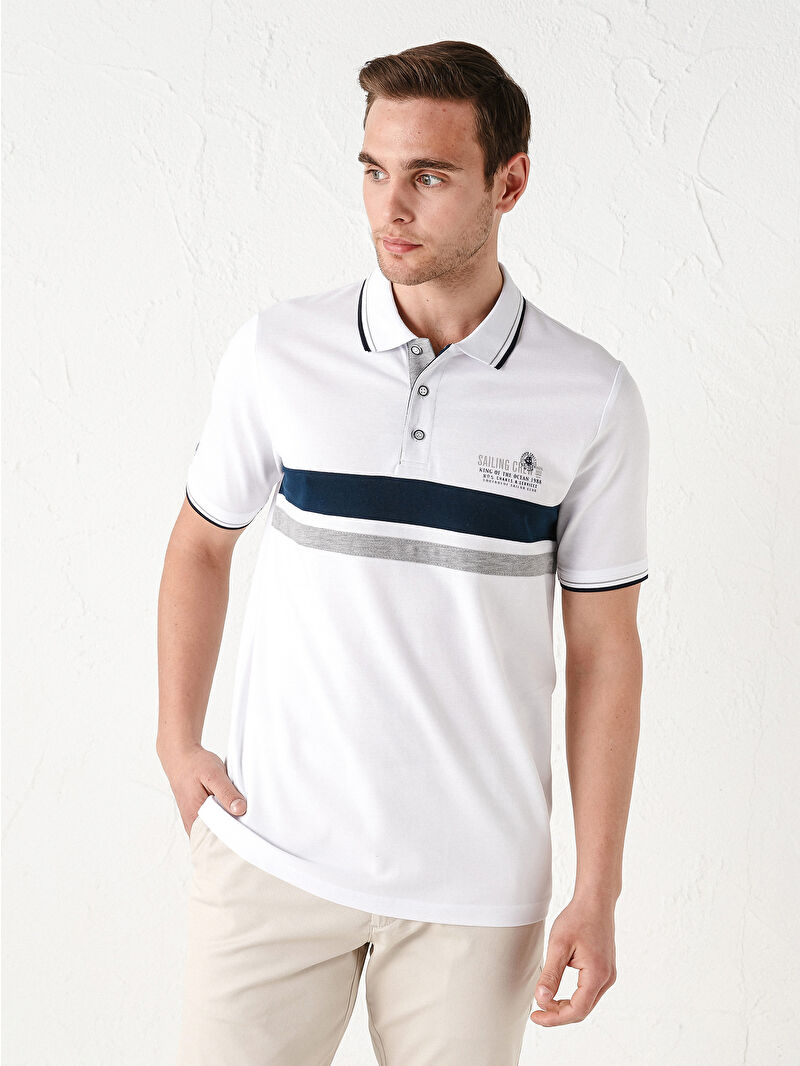 LCWAIKIKI Classic Polo Neck Short Sleeve Striped Men's T