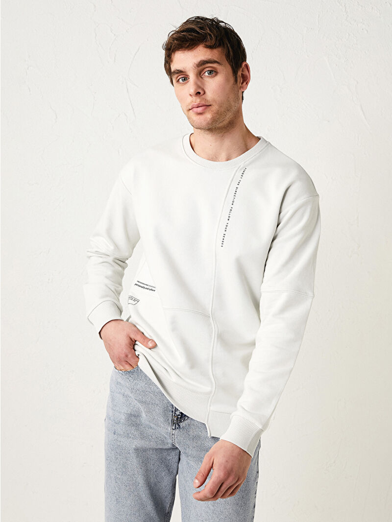 XSIDE Crew Neck Long Sleeve Printed Thick Men's Sweatshirt