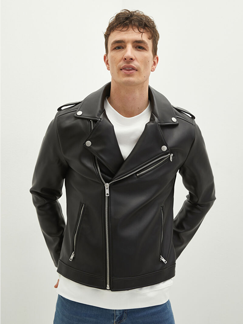 YUTHENTIC ♥ Fake leather coat-type padded jacket YUDATPG Men's Faux Leather Jacket PU Motorcycle Bomber Slim