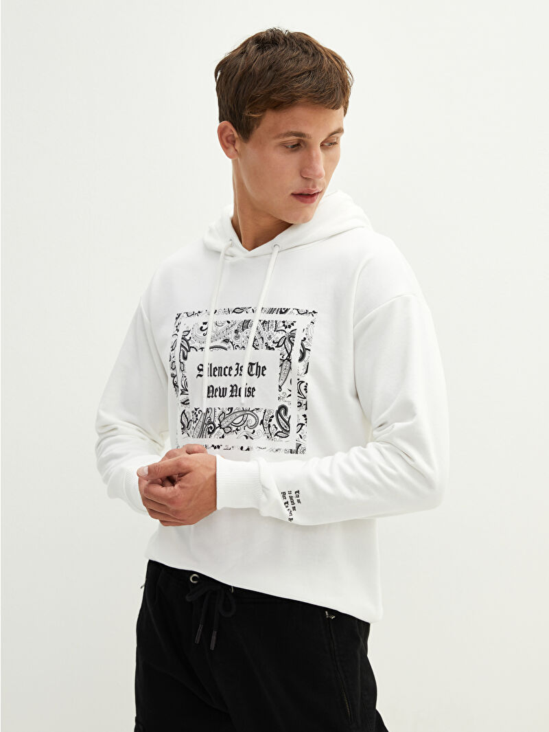 ZIP UP LIGHT STRETCH SHIRTS サイズL白 XSIDE Long Sleeve Printed Thick Men's Hoodie -W15926Z8-Q6K