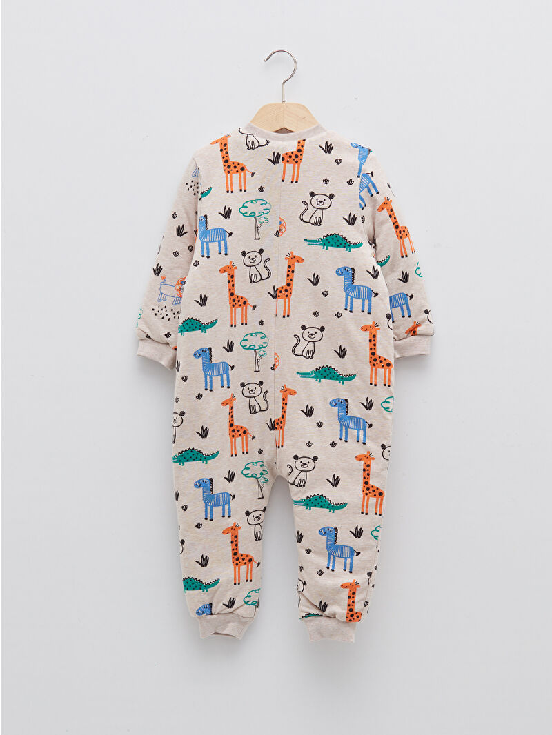 LCW baby Crew Neck Long Sleeve Printed Baby Boy Zippered