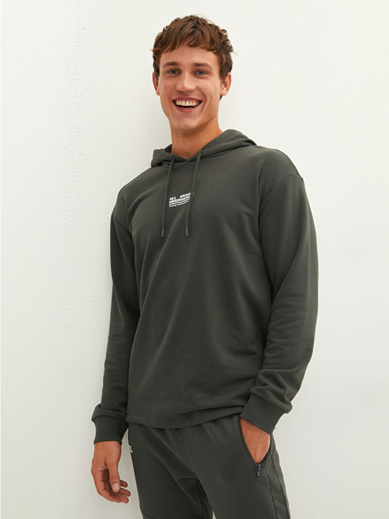 XSIDE Hooded Long Sleeve Printed Hoodie -W19650Z8-RUT - LC