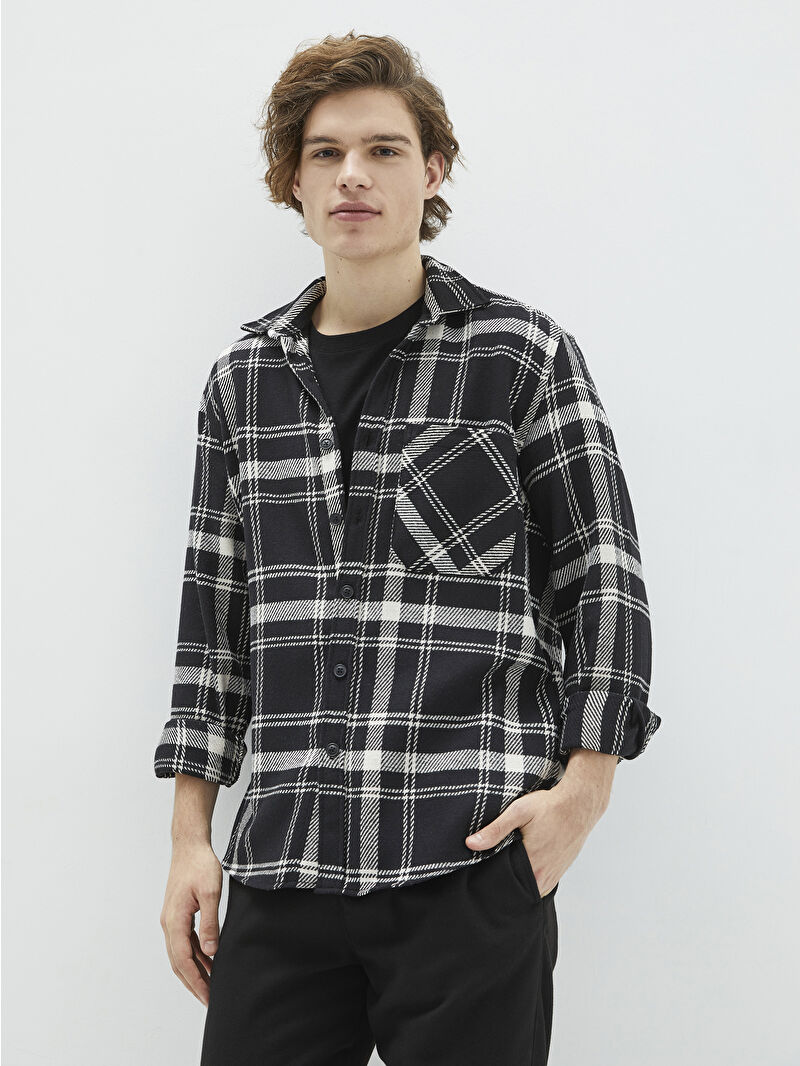 landyページ•*¨*•.¸♬︎ XSIDE Regular Fit Long Sleeve Plaid Men's Flannel Shirt