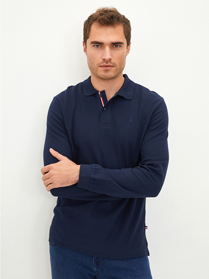 SOUTHBLUE Polo Neck Long Sleeve Men's T-Shirt - W1HJ26Z8-HRC - LC