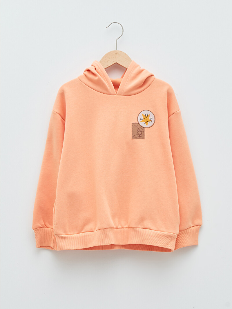 LCW Kids Hooded Applique Embroidered Long Sleeve Girls Sweatshirt