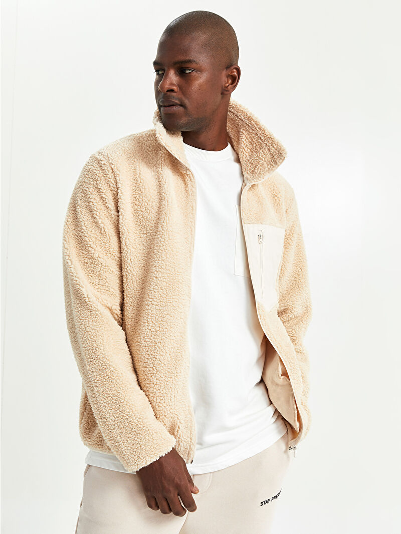 XSIDE Stand Collar Long Sleeve Plush Men's Coat -W1KA84Z8