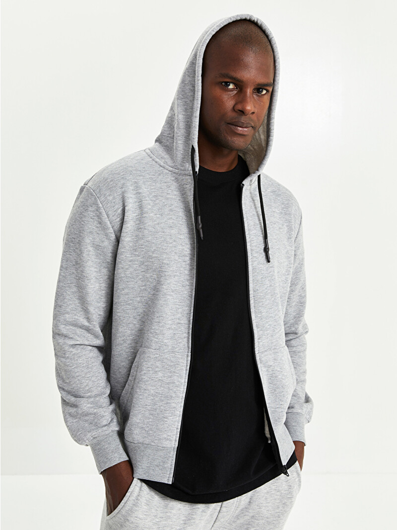 XSIDE Hooded Long Sleeve Men's Zip-Up Sweatshirt - W1KQ66Z8-LAL