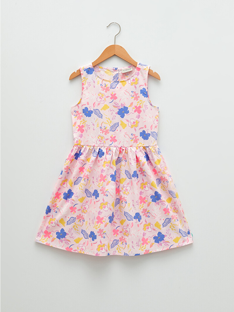 LCW Kids Bisiklet Yaka Desenli Poplin Kız Çocuk Elbise - S20358Z4