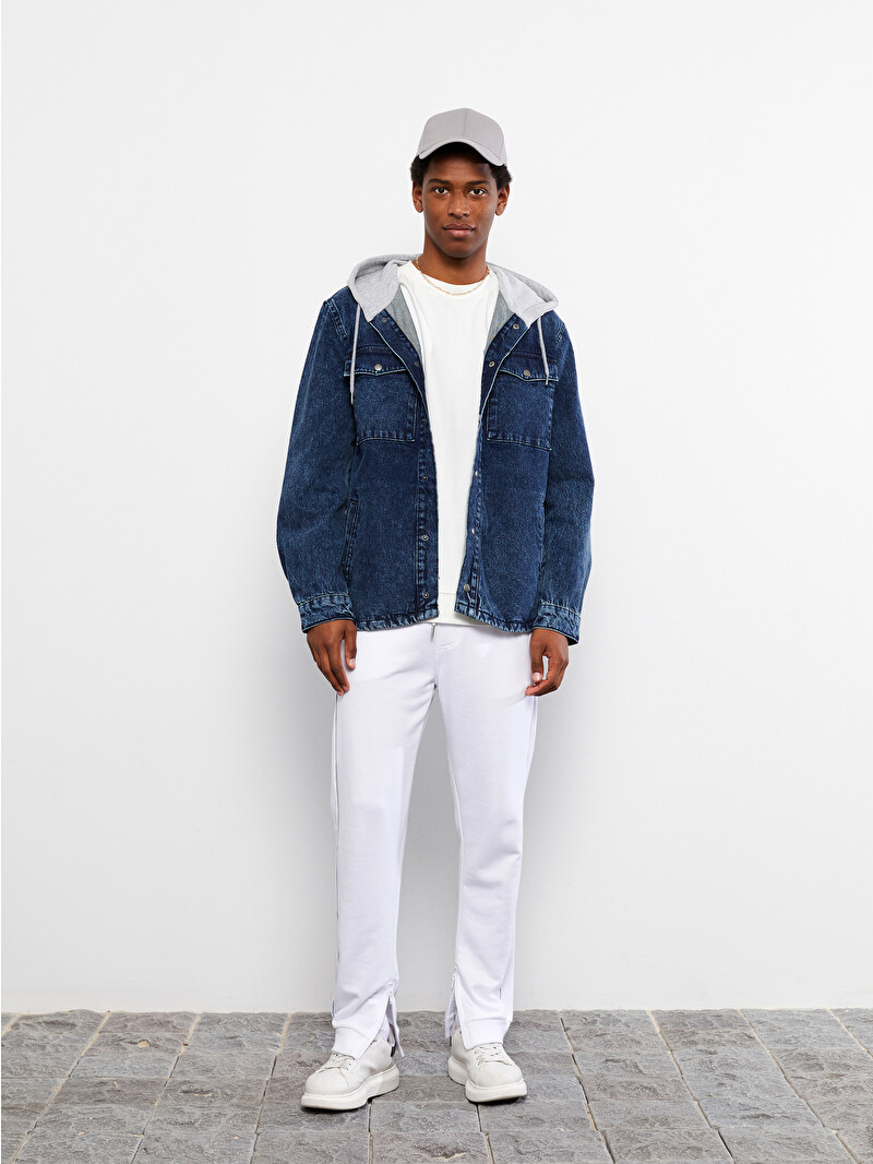 XSIDE Comfortable Fit Hooded Men's Jean Jacket - S22269Z8-466 - LC