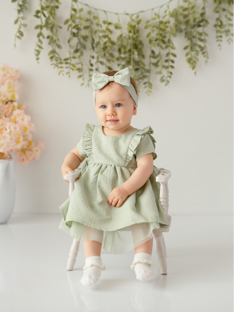 Robe D'été Bébé Fille 24 Mois - Coton & Lin Vert Clair, Style évasé, Marque Monoprix