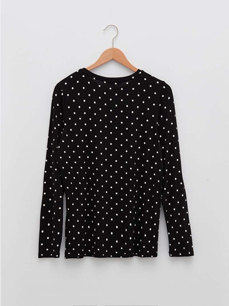 LCWAIKIKI Basic Crew Neck Polka Dot Long Sleeve Women's T-shirt