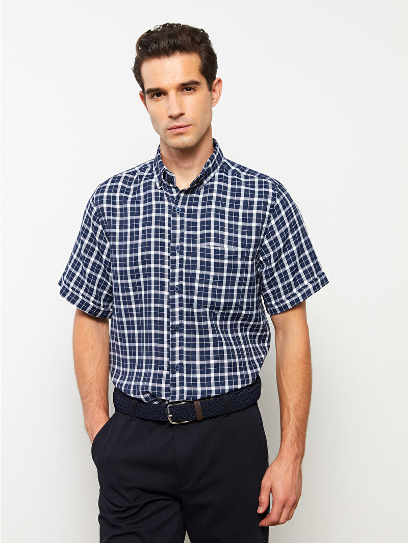 LCWAIKIKI Classic Regular Fit Short Sleeve Plaid Men's Shirt