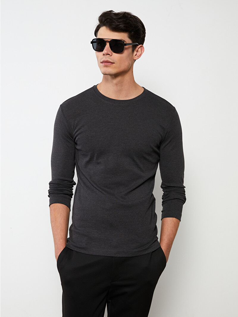 LCWAIKIKI Basic Crew Neck Long Sleeve Jersey Men's T-Shirt