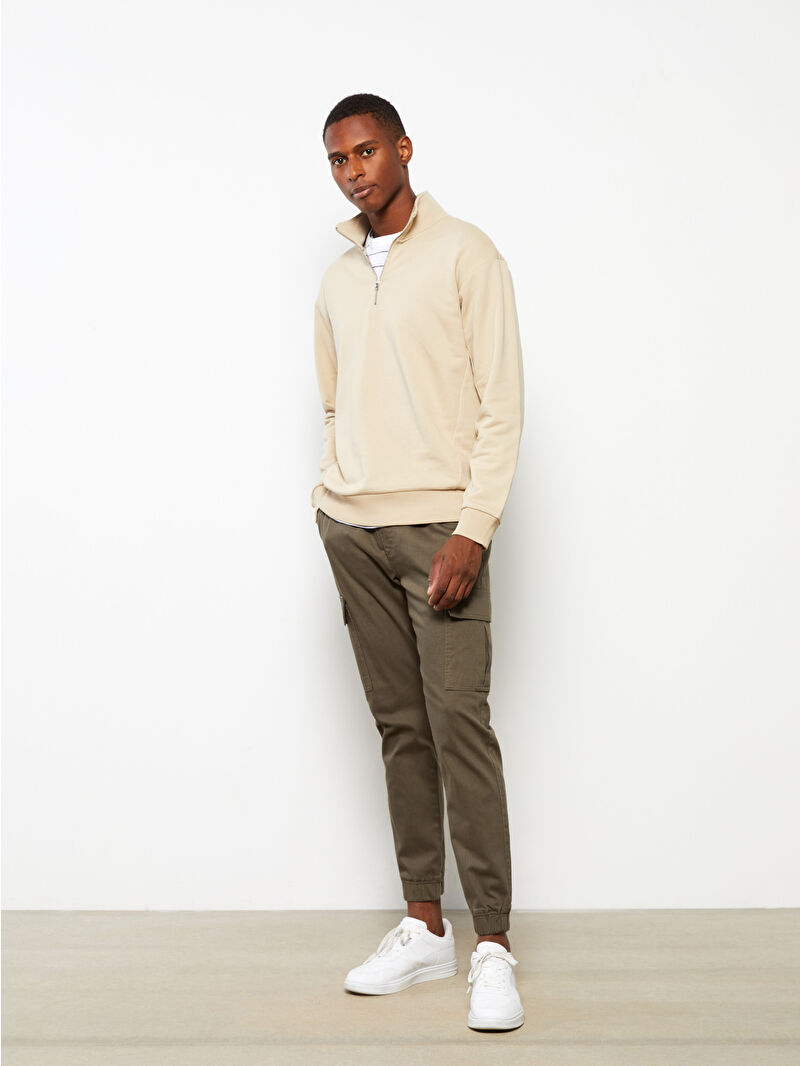 XSIDE Haki Slim Fit Gabardin Erkek Jogger Pantolon - W25522Z8-H2T