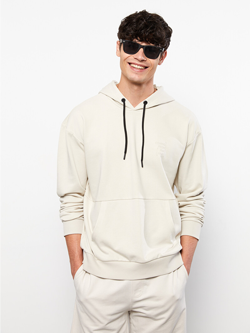 XSIDE Long Sleeve Printed Men's Hoodie - W28729Z8-G5V | LC Waikiki