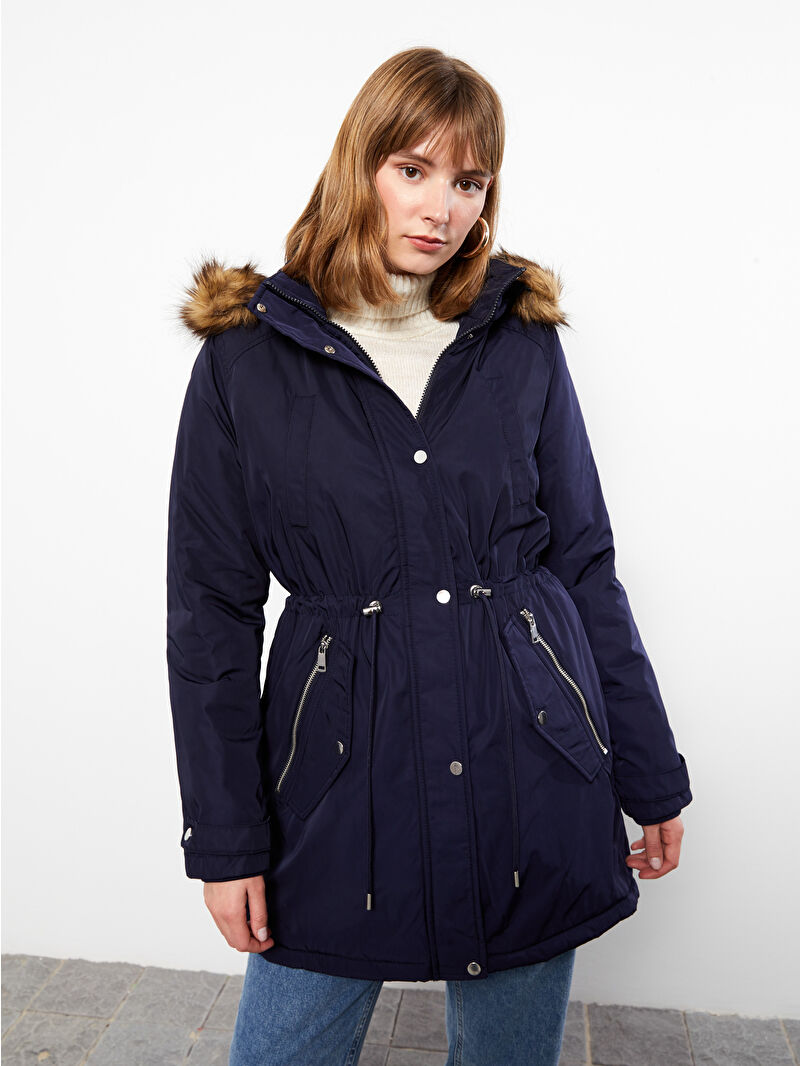 ゆき XSIDE Kapüşonlu Oversize Deri Görünümlü Kadın Yağmurluk - W54826Z8