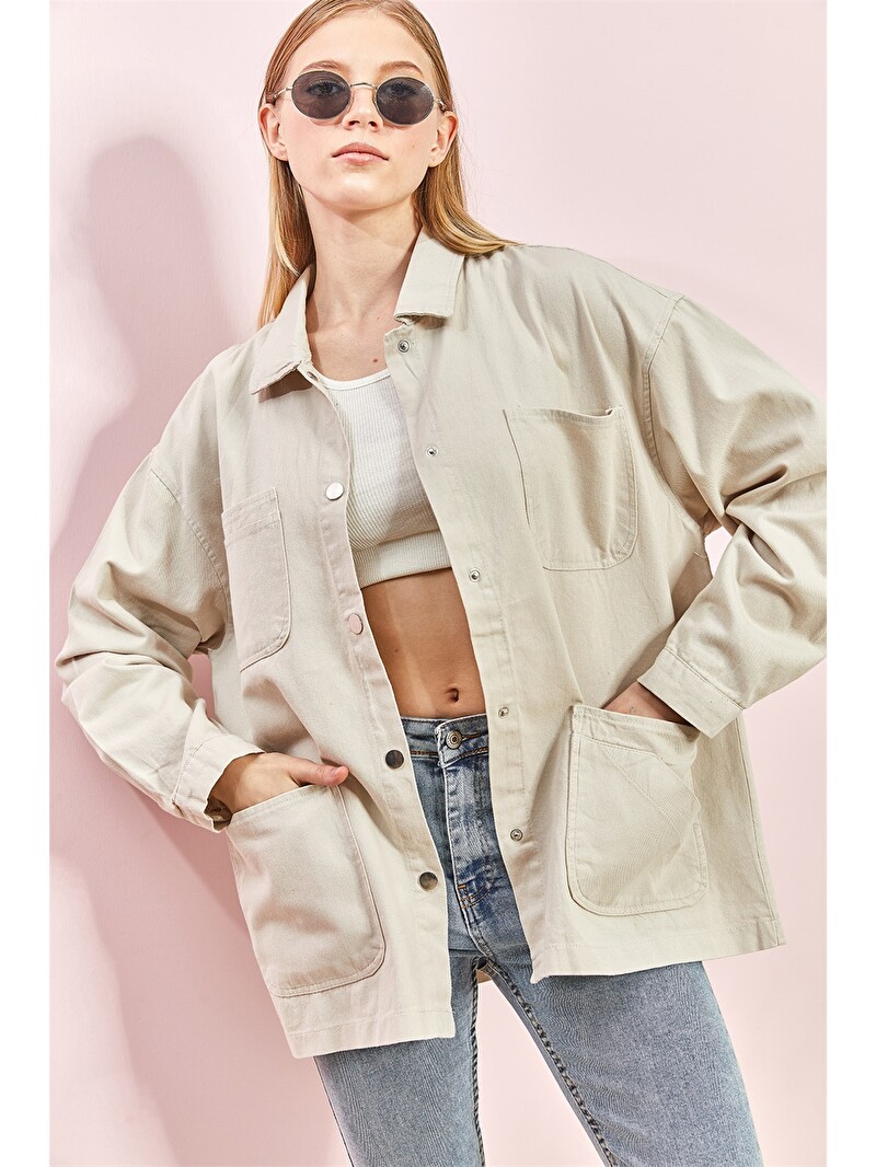 SHADE Gömlek Yaka Oversize Kadın Ceket - W2JE99Z8-12Y | LC Waikiki