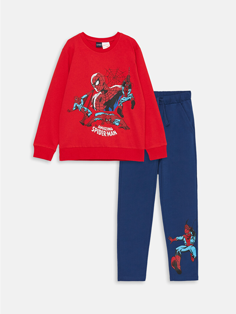 LCW Kids Kırmızı Bisiklet Yaka Spider-Man Baskılı Uzun Kollu Erkek
