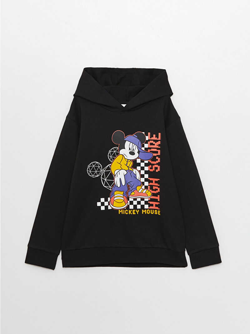 LCW Kids Hooded Mickey Mouse Printed Long Sleeve Boys' Sweatshirt