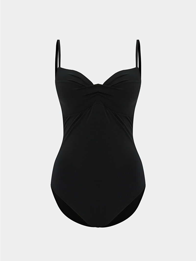 LCW ECO Siyah Kalp Yaka Düz Askılı Kadın Mayo - S38644Z8-CVL | LCW