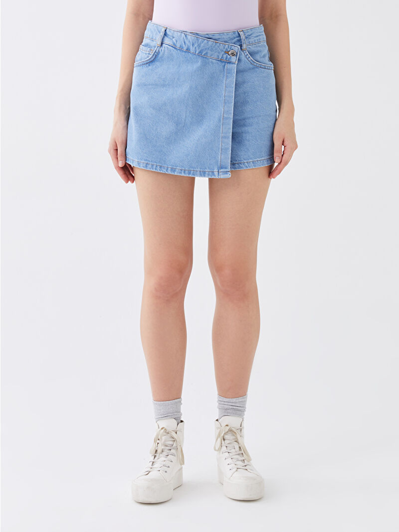 XSIDE Normal Waist Slim Fit Women Jean Short Skirt -S3BV40Z8