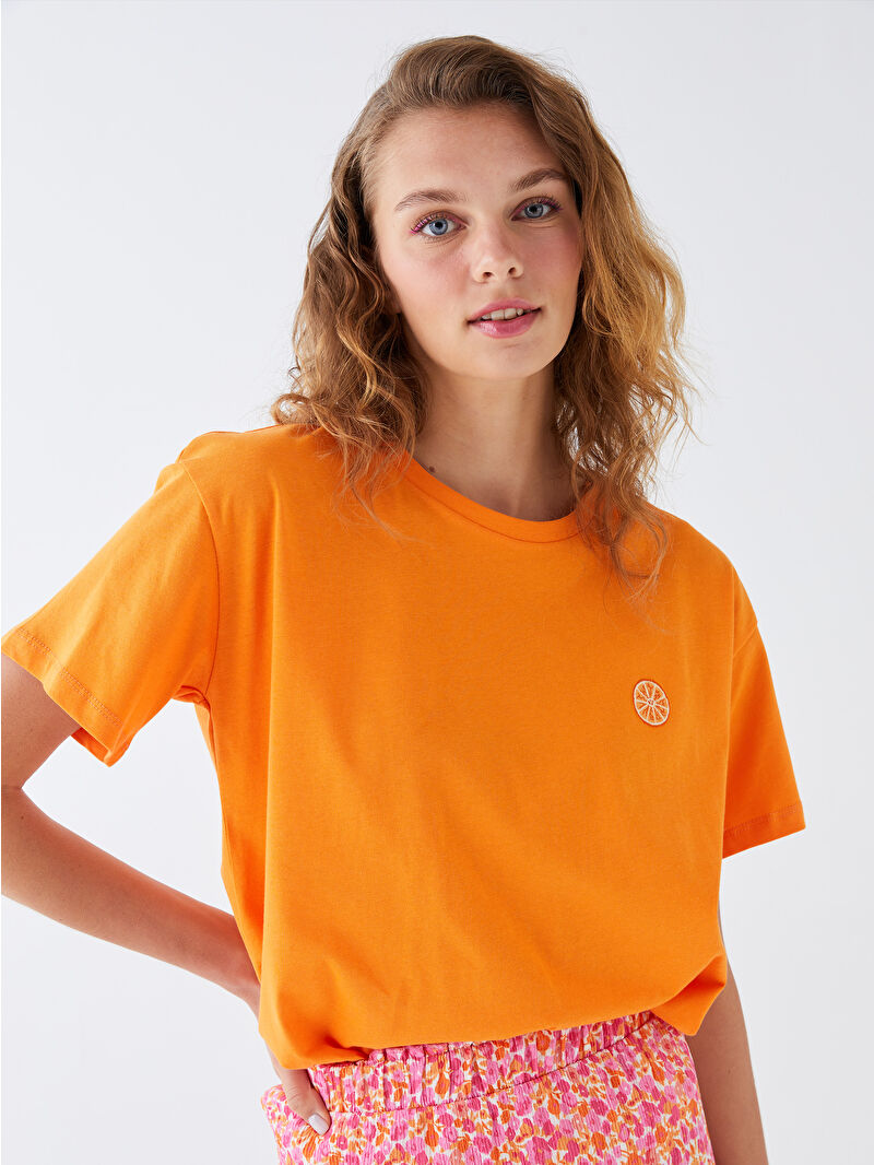 XSIDE Crew Neck Embroidered Short Sleeve Women's T-Shirt
