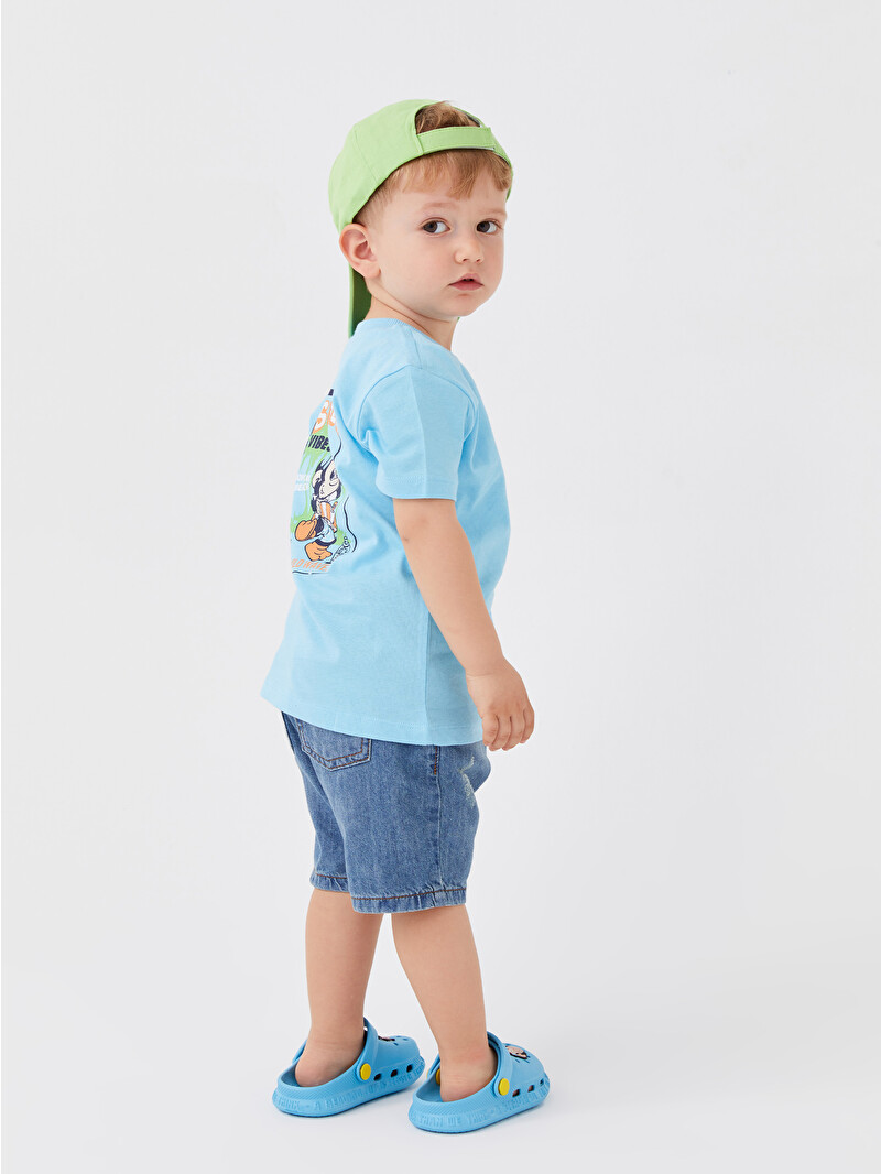 LCW baby Crew Neck Short Sleeve Nostalgia Monkey Printed Baby Boy