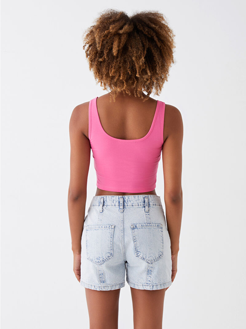 LCW Vision Women's U-Neck Printed Crop -S3K499Z8-R0J - LC