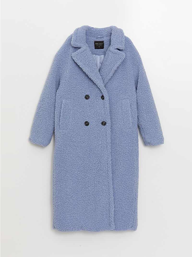 LCW Vision Mavi Ceket Yaka Kadın Teddy Kaban - W32175Z8-QT3 | LCW