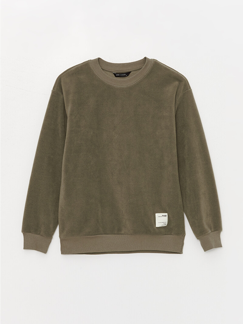 XSIDE Haki Bisiklet Yaka Uzun Kollu Polar Erkek Sweatshirt