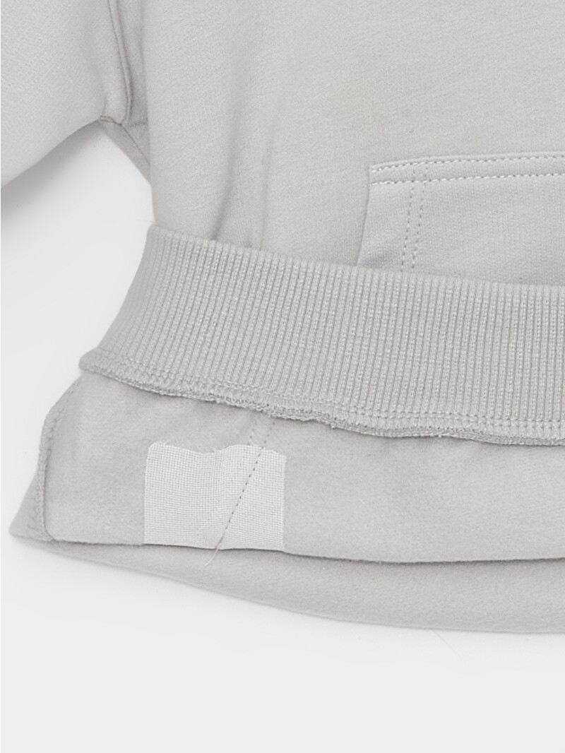 LCW baby Gri Bisiklet Yaka Pinokyo Baskılı Erkek Bebek Sweatshirt