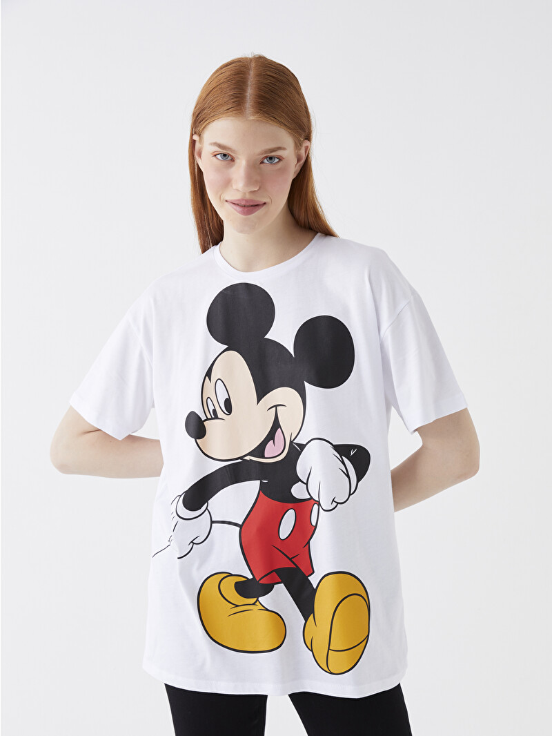 XSIDE Crew Neck Mickey Mouse Printed Short Sleeve Women's T-Shirt