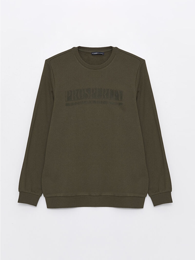 LCWAIKIKI Classic Crew Neck Printed Men's Thick Sweatshirt