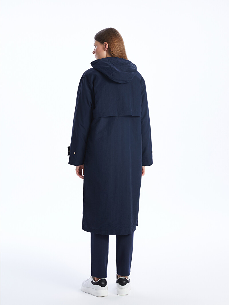 LCW Modest Lacivert Kadın Kapüşonlu Düz Yağmurluk - S40514Z8-HJK | LCW