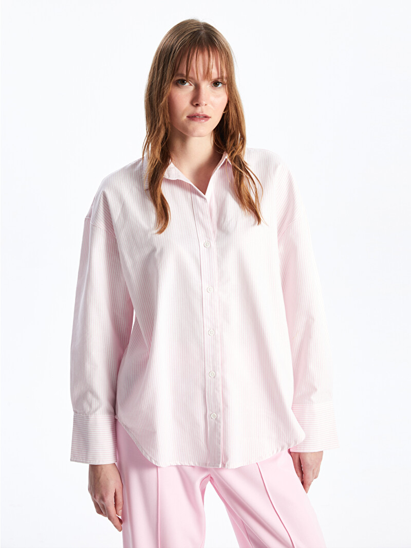 LCW Vision Striped Long Sleeve Oxford Women's Shirt - S42705Z8-LHK