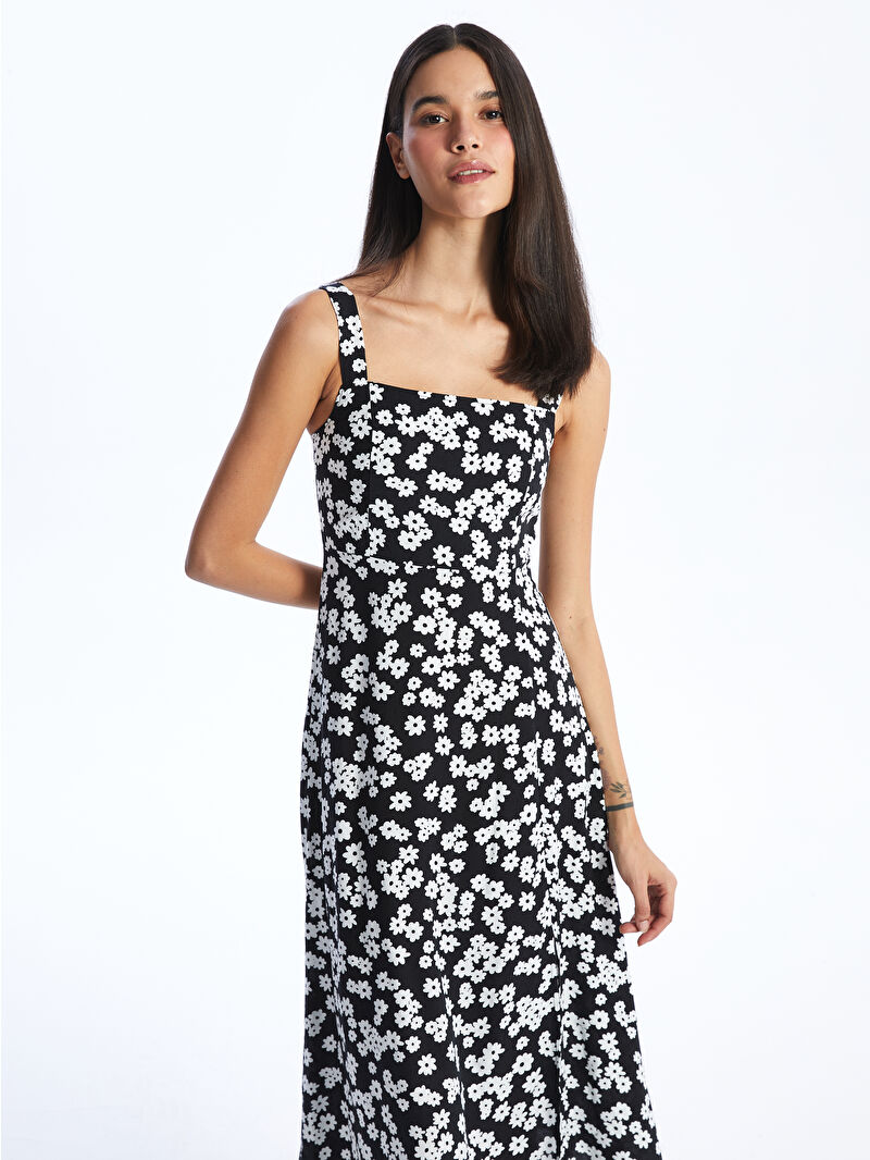 XSIDE Square Collar Patterned Women's Dress -S48963Z8-HUC